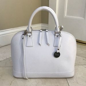 Fiore Italian Leather Dome Satchel White $350
